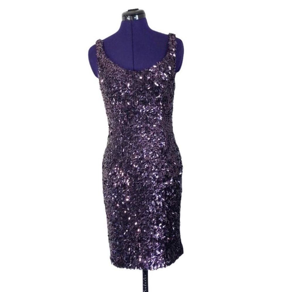 Suzy Chin for Maggy Boutique Purple Sequins Dress